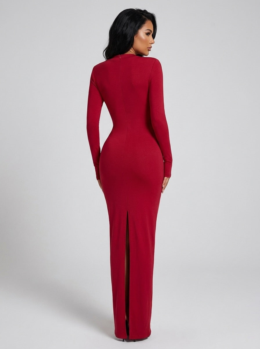 Valeria Cutout Long-Sleeve Bodycon Maxi Dress on model