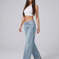 Vera Low-Rise Wide-Leg Jean on model