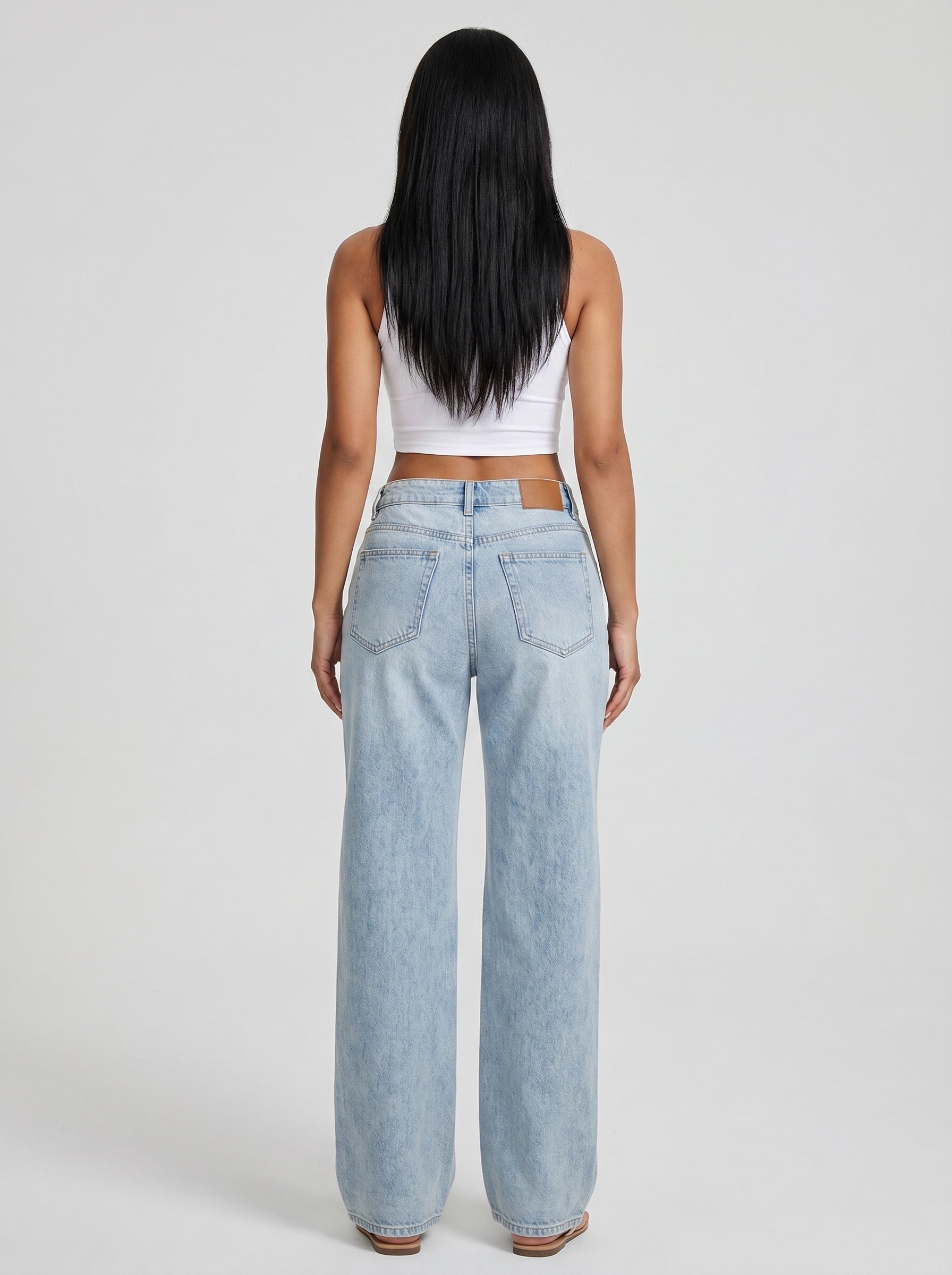 Vera Low-Rise Wide-Leg Jean on model
