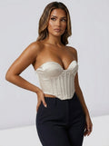 Vietri Satin Sweetheart Bustier Corset Top on model
