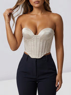 Vietri Satin Sweetheart Bustier Corset Top on model