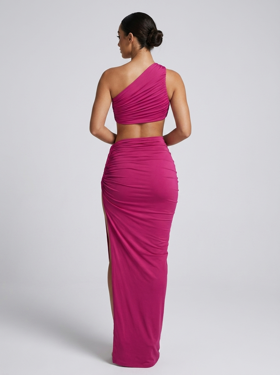 Vincenza One-Shoulder Cut-Out Maxi Set on model