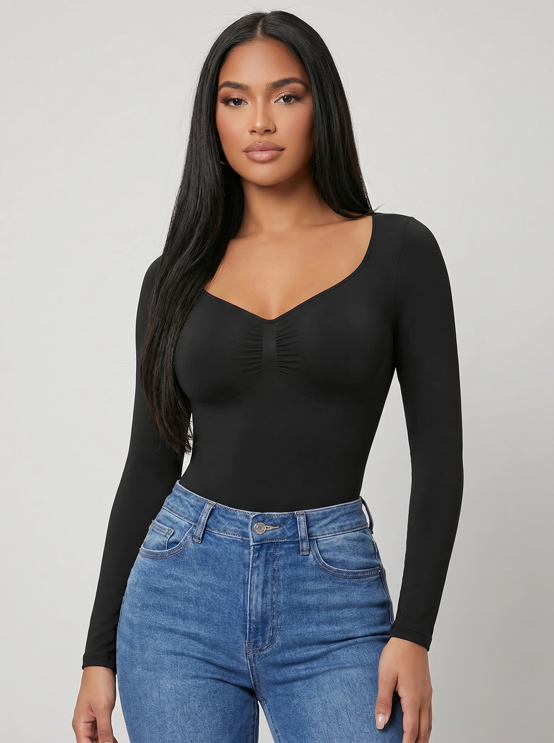 Viviana Long Sleeve Bodysuit on model