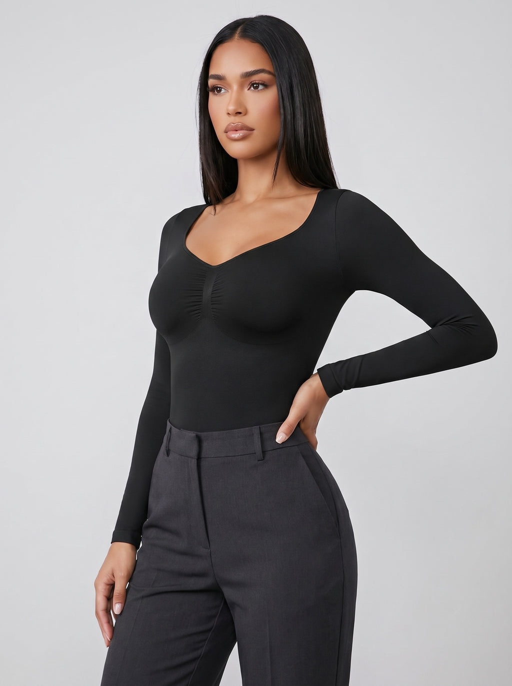 Viviana Long Sleeve Bodysuit on model