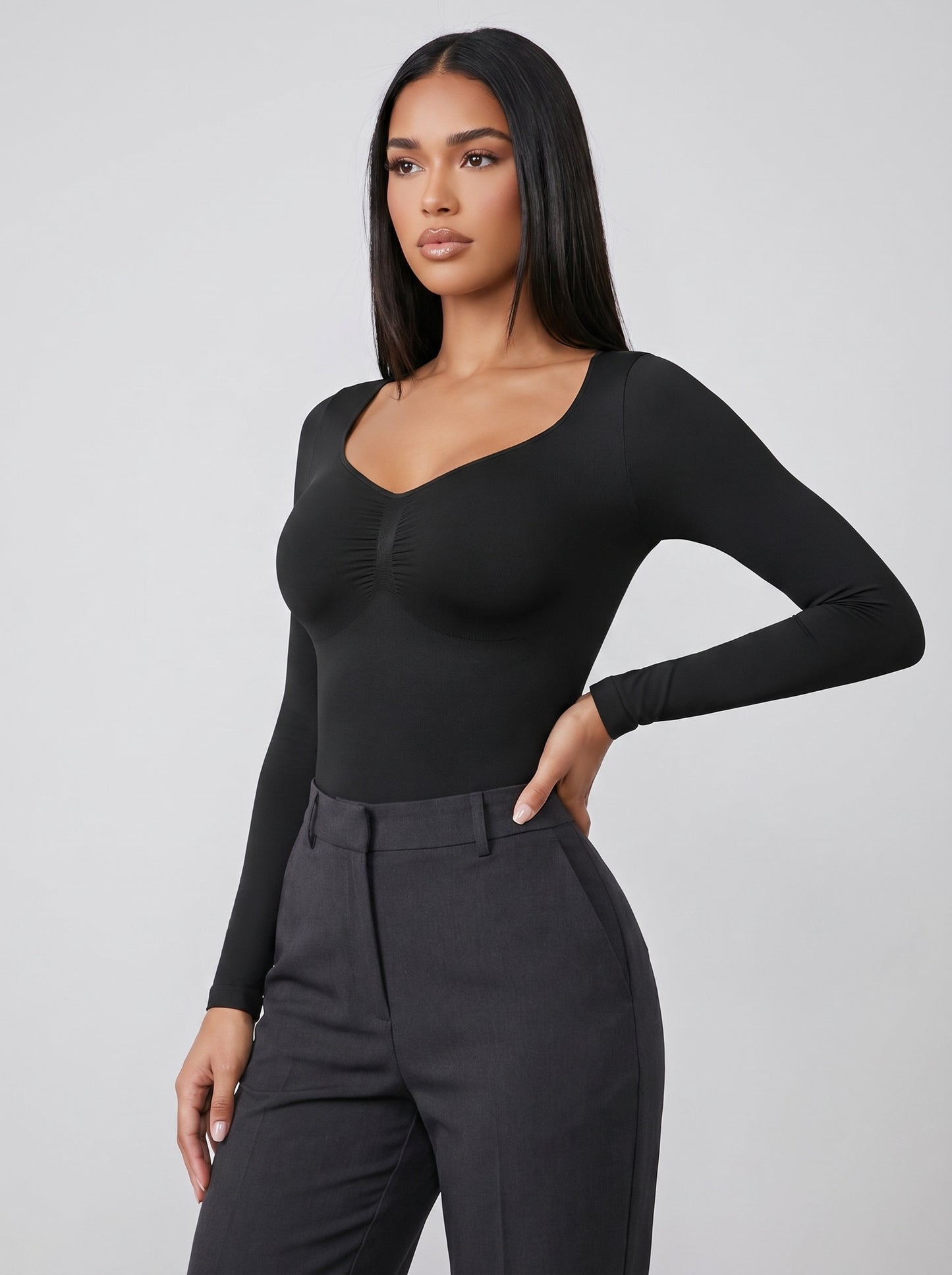 Viviana Long Sleeve Bodysuit on model