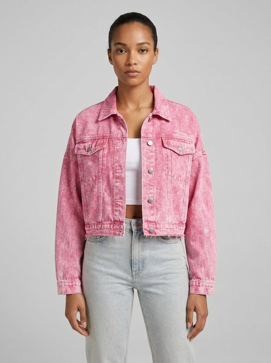 Wanda Washed Denim Jacket on model