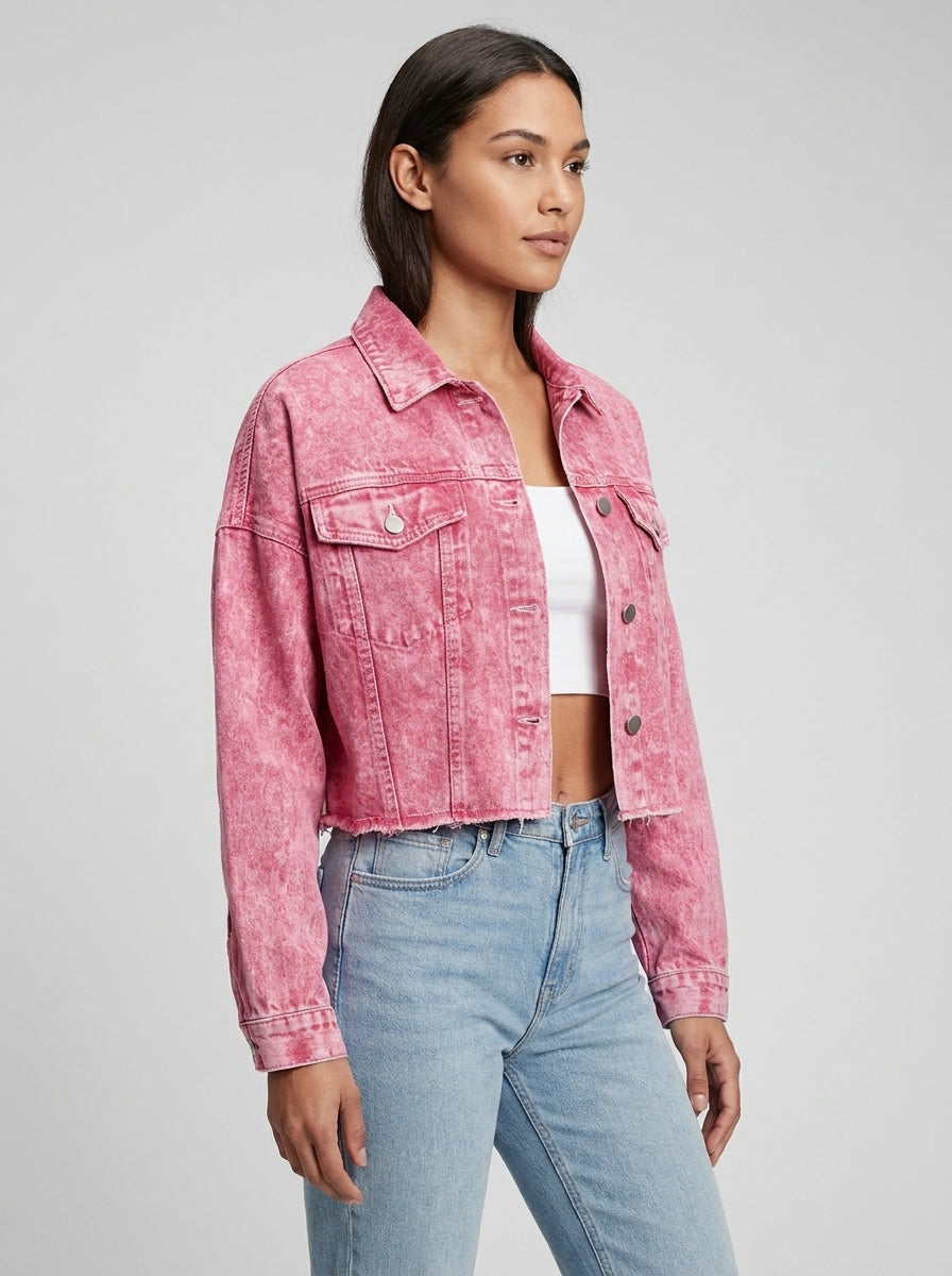 Wanda Washed Denim Jacket on model