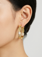 Zelda Pavé Chain-Link Hoop Earrings on model
